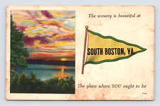 Postcard Pennant Scenery is Beautiful at South Boston Virginia c1958 picture
