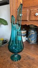 Vintage LE Smith Swung Glass Vase Blue picture