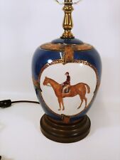 Antique Vintage Hand Painted Porcelain Ceramic Equestrian Horse Jockey Desk Lamp picture