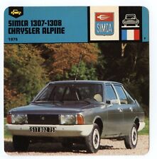 Simca 1307-1308 Chrysler Alpine  Production Car Edito Service SA Auto Rally Card picture
