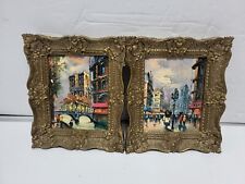 Vintage Burwood Product USA Gold painted Framed Wall Art Cityscape Regency Lot 2 picture