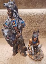 Young Inc.  American Indian with Wolf, & Solo Indian Resin Sculptures picture