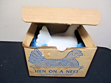 NIB Indiana Glass White Milk Glass Chicken Hen On Nest Unused New in Box picture