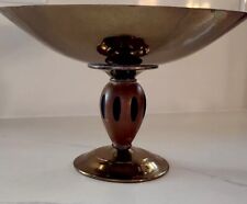 Vintage Mid-century Modern MCM Brass Wood Pedestal Bowl picture