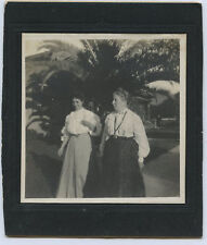 Antique Photo-2 Ladies Outside-Palm Tree-1 Younger-1 Older Wearing Long Necklace picture