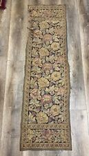 Antique Vintage French? Floral Tapestry Runner Distressed 4.5'x1.4' picture