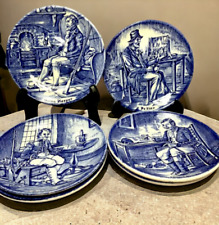 Furnival Enoch & Staffordshire Blue & White Mini Plates Sailor Farmer Vintage picture