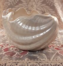 Vintage White Clamshell Sculpture Planter Bowl - LUSTERWARE - 7.5 by 6.5