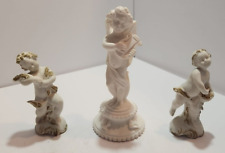 Vtg Ceramic Angels/Cherubs Playing Music Set of 3 Figurines picture