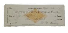 1878 Bank Check: Delaware County National Bank, Delaware, OH - L. Miller picture