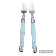 2 Laguiole Turquoise Bee Stainless by Jean Dubost Forks Made in France  picture