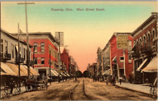 1908. FOSTORIA, OHIO. MAIN STREET SOUTH. HALL'S BUSINESS COLLEGE. POSTCARD. BQ18 picture