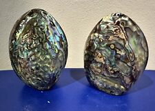 Vintage Genuine Paua Shell Abalone Fiordland New Zealand Salt & Pepper Shakers picture