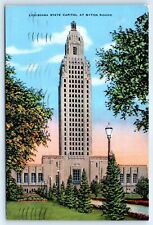 Postcard LA 1941 Baton Rouge Louisiana State Capitol Building Linen View I6 picture