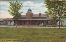 Waterbury, VT: Railroad Station - Vintage Washington County Vermont Postcard picture