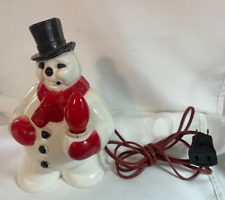Vintage Royal Light Up Tabletop Snowman Hard plastic w/ Lightbulb - Works picture