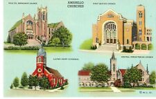 Amarillo, TX, Churches, 4 Views Postcard picture