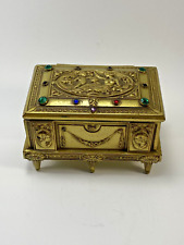 Antique  Victorian Renaissance Revival Jeweled Casket Trinket Desk Jewelry Box picture
