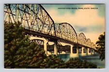 Pierre SD-South Dakota, Missouri River Bridge over River, Vintage Postcard picture