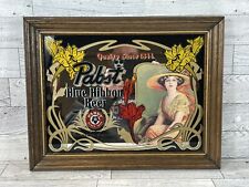 Vintage Pabst Blue Ribbon Beer Advertising Framed Mirror Sign Bar Woman PBR ROG picture