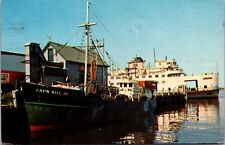 Vtg Cape Cod MA Steamer Nantucket at Woods Hole Captain Bill III Postcard picture