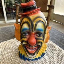 Large 14” Vintage Creepy Haunting Clown Ceramic Bank Tall 1960s 70s picture