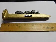 ALASKA heavy railroad spike souvenir toy train gold plated vintage? nail picture
