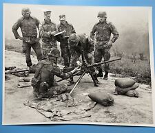 Vintage B&W Photograph U.S. Army Military Troops w/ Tripod Gun picture
