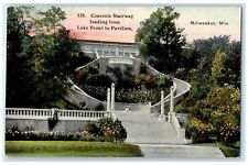 c1950's Concrete Stairway Lake Front To Pavilion Milwaukee Wisconsin WI Postcard picture