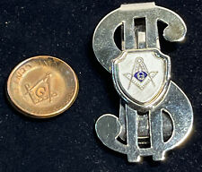 Vtg MASONIC MONEY CLIP Mason DOLLAR Bill Holder & Pressed 1988 Receipt Cent Coin picture