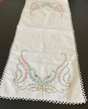 Estate sale find #2 Delicately embroidered spring Floral swag Table runner. picture