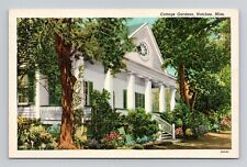 Postcard Cottage Gardens Natchez Mississippi, Vintage Linen K3 picture