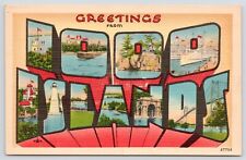 Greetings From Thousand Islands New York Large Letter Vintage Linen Postcard picture