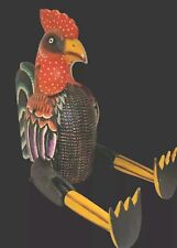Carved Wooden Rooster Shelf Sitter Large Primitive Hand Painted Jointed Folk Art picture