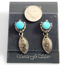 Handmade Southwestern Sterling Silver Sleeping Beauty Turquoise Post Earrings picture