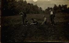 RPPC 1909 Fillmore New York to PRATT VEDDER ~ men planting garden ~bowler hat picture