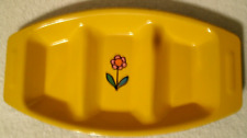 Vintage Norleans Lacquer Ware Compartment Tray Marigold Yellow Flower MCM Japan picture