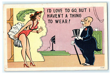 1948 Pinup Girl Studio Scene  - Linen Vintage Postcard picture