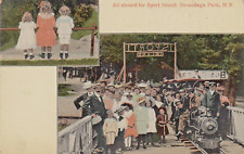 Kids on Sports Island Train At Sacandaga Park Adirondeck Mts 1909 Photo Postcard picture