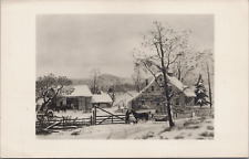 RPPC Winter Farm Home New England Currier Ives Painting Cleveland Museum Art UNP picture