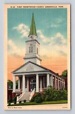 Greeneville TN-Tennessee, First Presbyterian Church, Antique Vintage Postcard picture