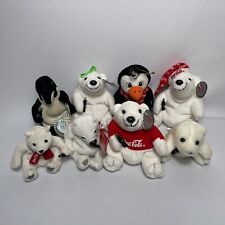 Lot Of 8 Asstd Collectible Plushies From Coca-Cola Some with Tags Penguins Bears picture
