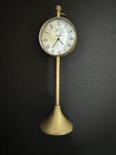 Vintage Brass Desk Clock Table Clock Antique Nautical 1939 Compass on back picture