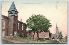 Le Claire Iowa~Methodist Episcopal ME Church~Buildings on Street~1909 Handcolor picture