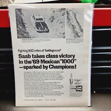 Champion Spark Plugs And Saab Vintage Advertisment. Vintage Magazine Cut Out.  picture