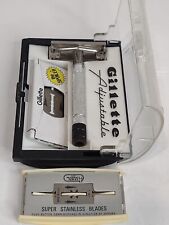 Vintage Gillette Superspeed Razor In Plastic Case + Razors  picture