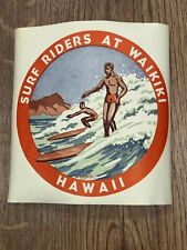 VINTAGE 1950s SURF RIDERS WAIKIKI HAWAII TRAVEL DECAL Souvenir LABEL 5