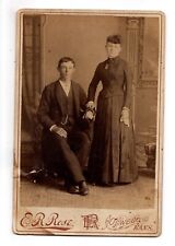 CIRCA 1890s CABINET CARD E.R. ROSE ROMANTIC YOUNG COUPLE OSWEGO KANSAS picture