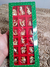 Vintage Dillards Trimmings Christmas Ornaments Set of 18 Gold 1.5