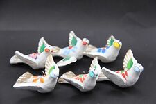 Lot Mexican Jalisco Pottery Bird Christmas Ornaments Dove Flock of 6 Folk Art 3